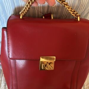 Michael Kors Scarlet Leather Backpack with Gold Hardware